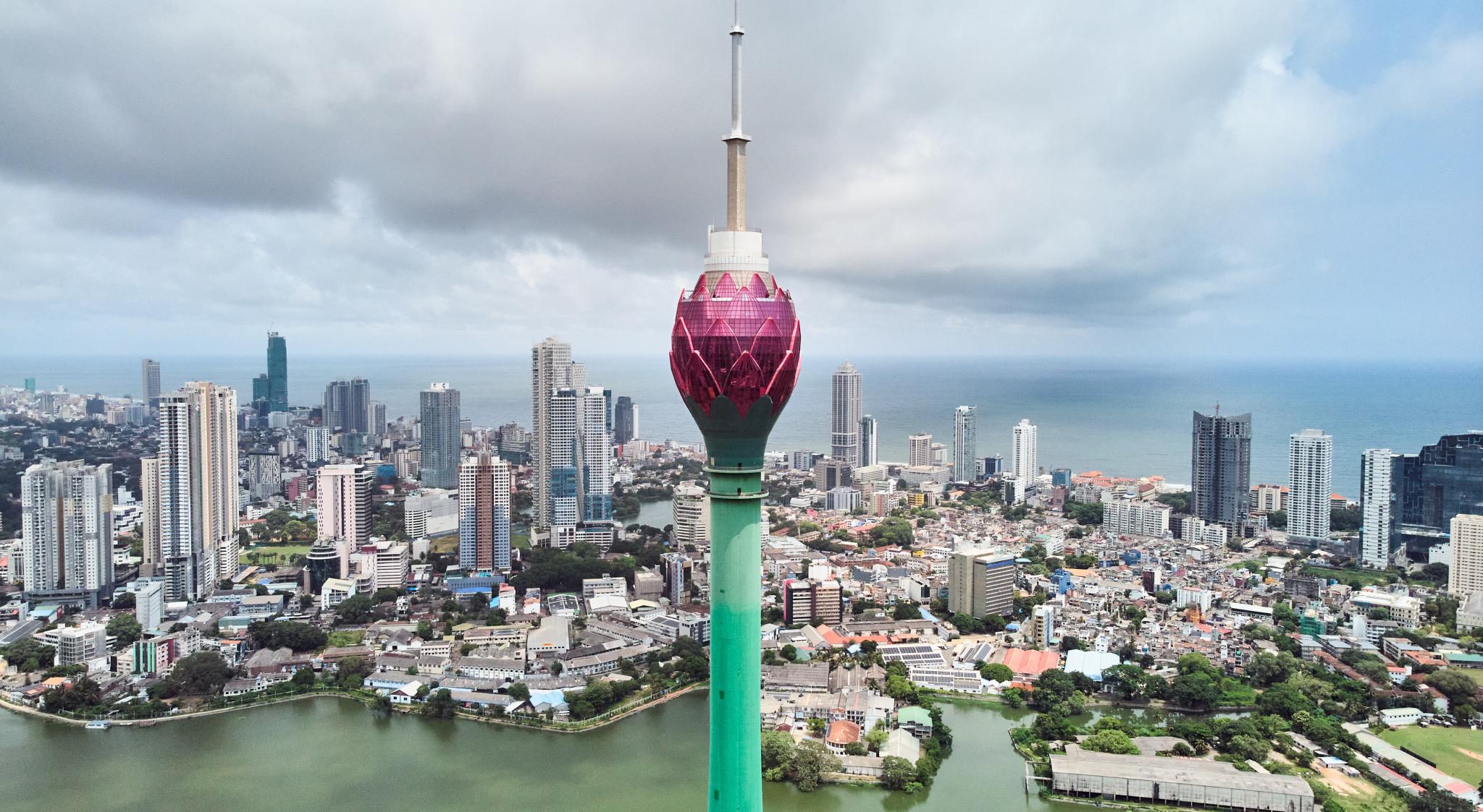 Aerial view of the main attraction, the Lotus Tower in the capital of Sri Lanka, Colombo. By Dima Anikin