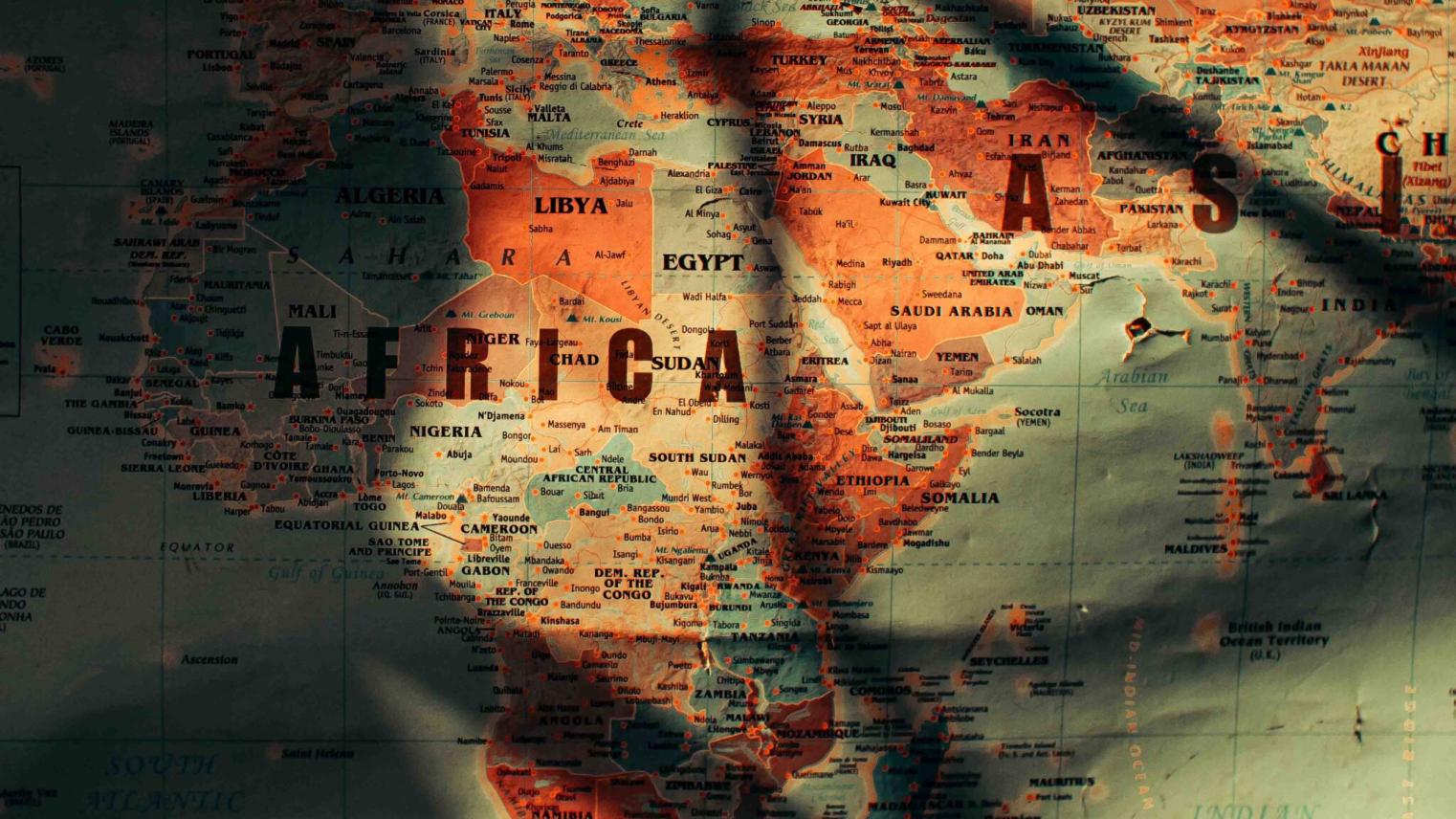 Map of Africa and Asia